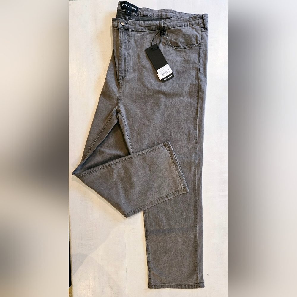 Good Counsel Grey Stretch Denim Jeans Grey, 56" Waist 5XL, 6XL, NWT